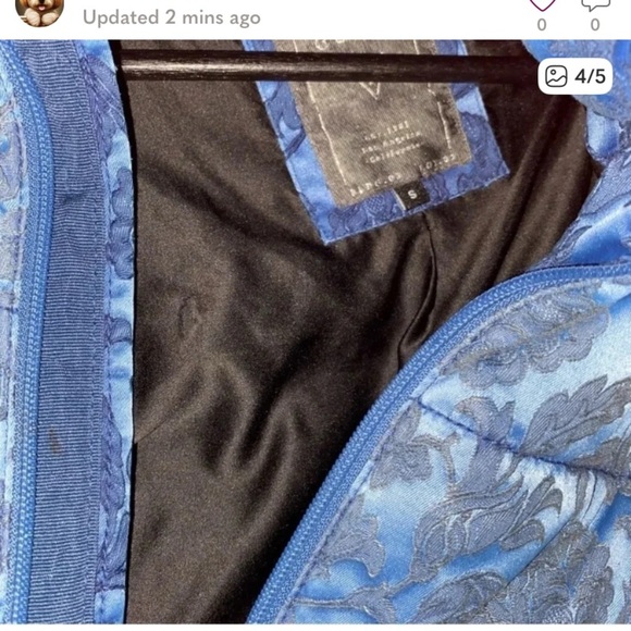 GUESS ASSUNTA BLUE PAISLEY ZIP UP LONG SLEEVE OMBRE PUFFER JACKET S - Picture 4 of 5